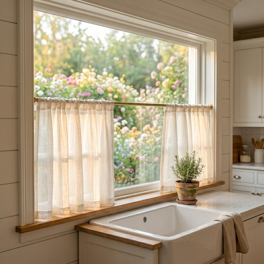 Sheer linen curtain header styles