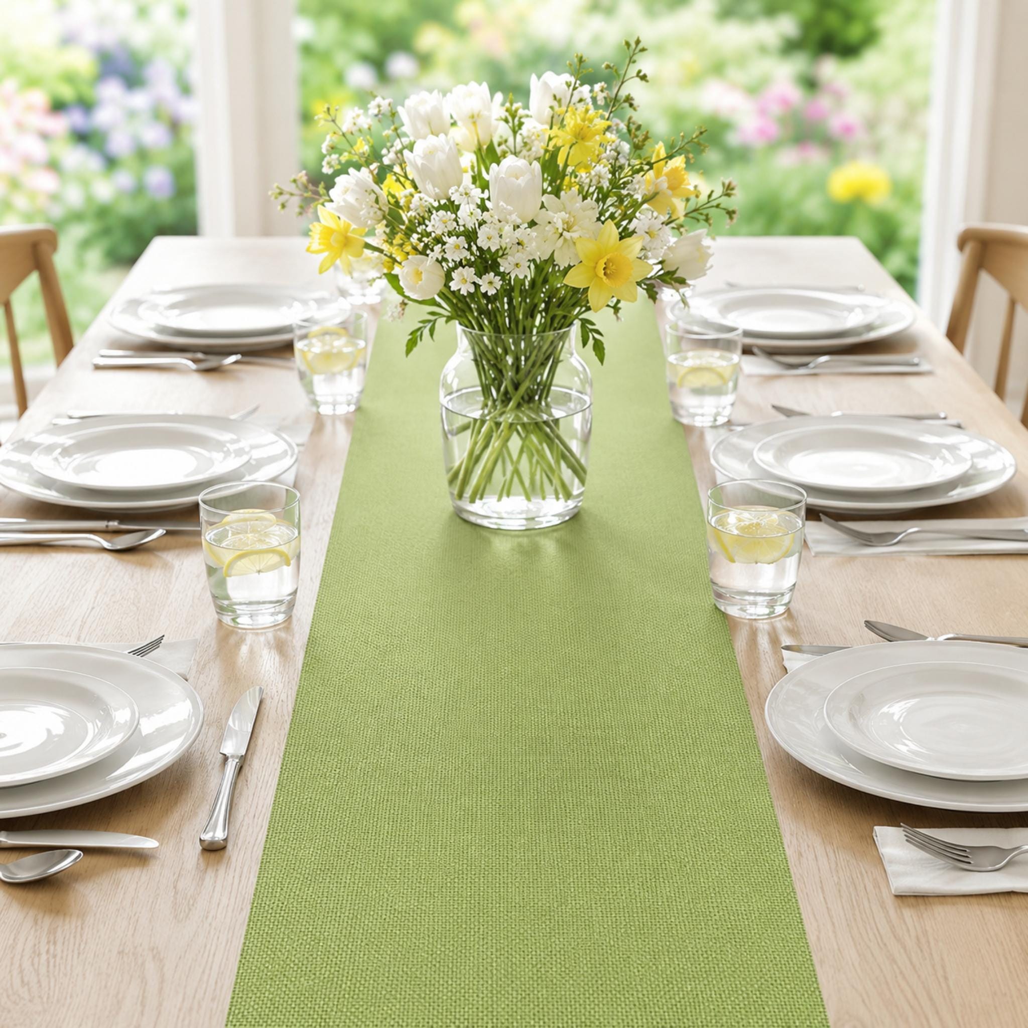 Cotton linen table runner outdoor dining
