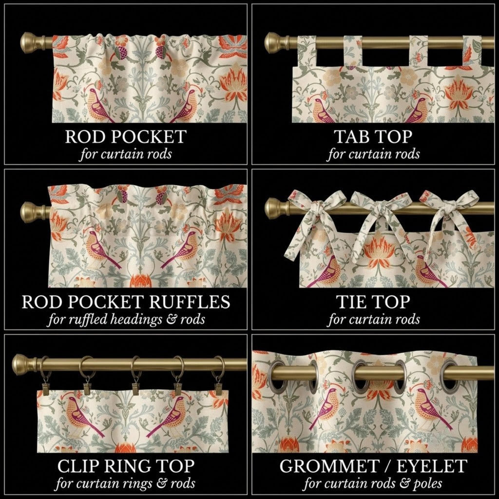 Cafe curtain header styles