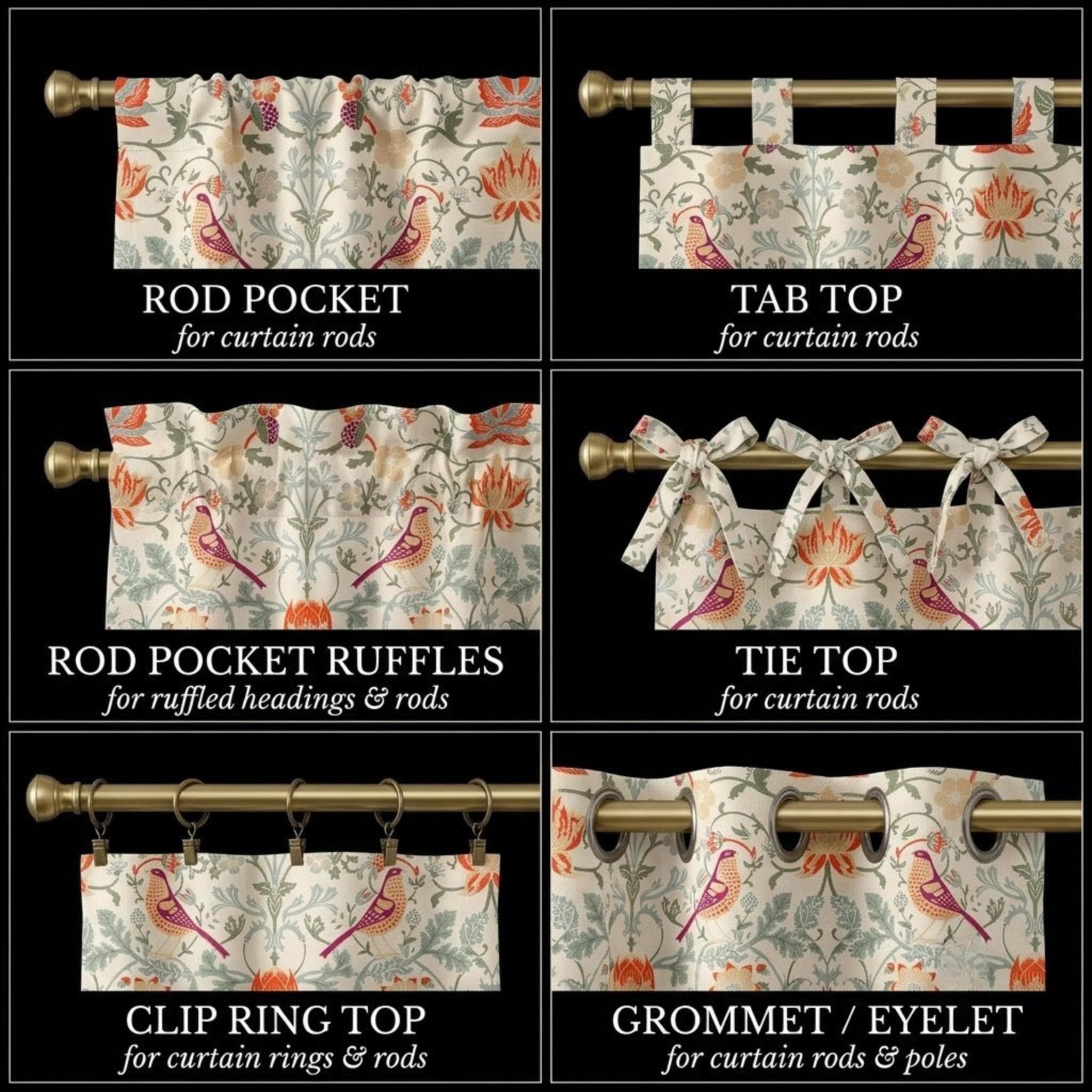 Cafe curtain header styles