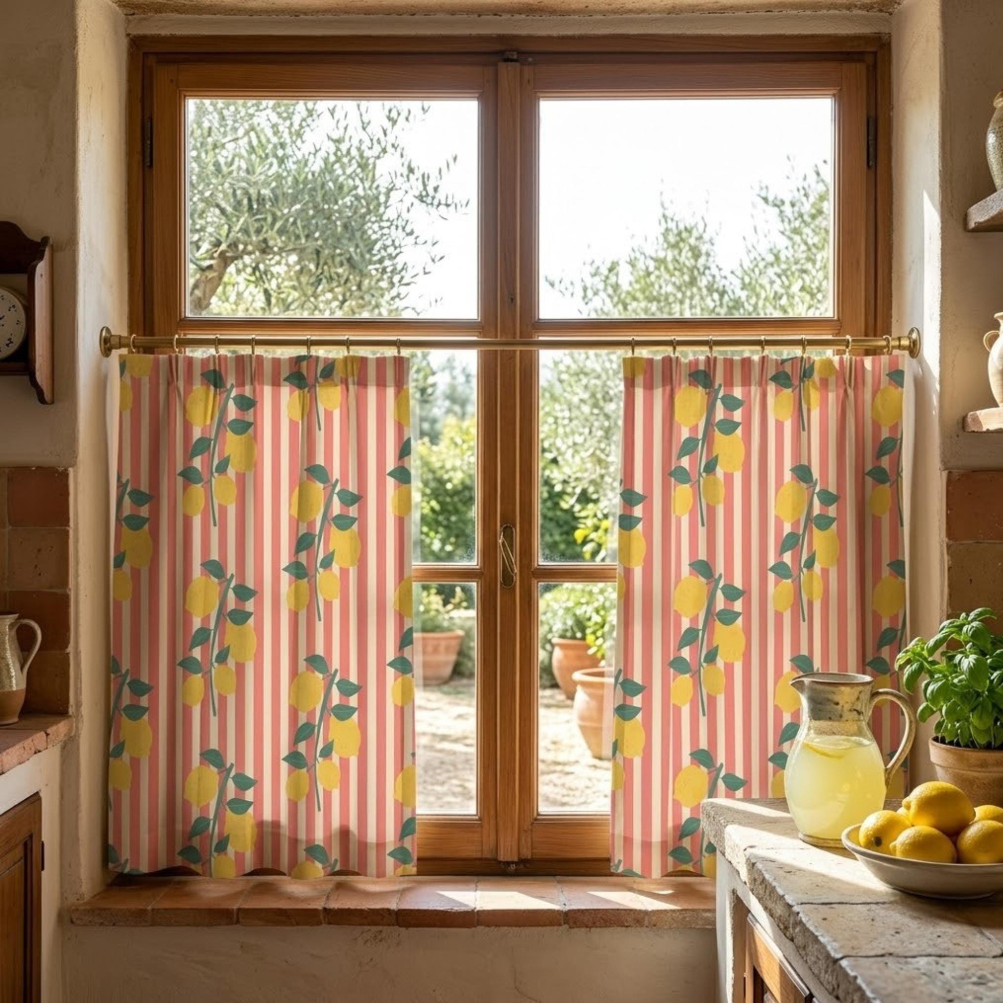 Lemon Grove cafe curtains in kitchen