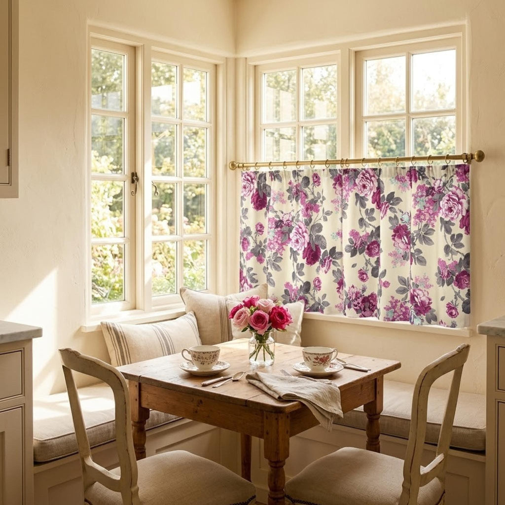 Floral curtain fabric close-up