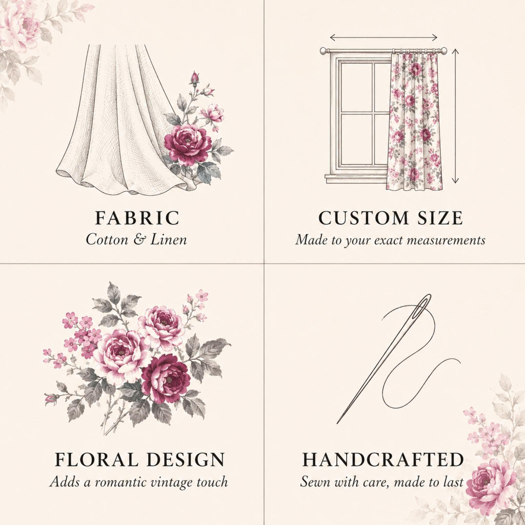 Lush romance rose print curtain