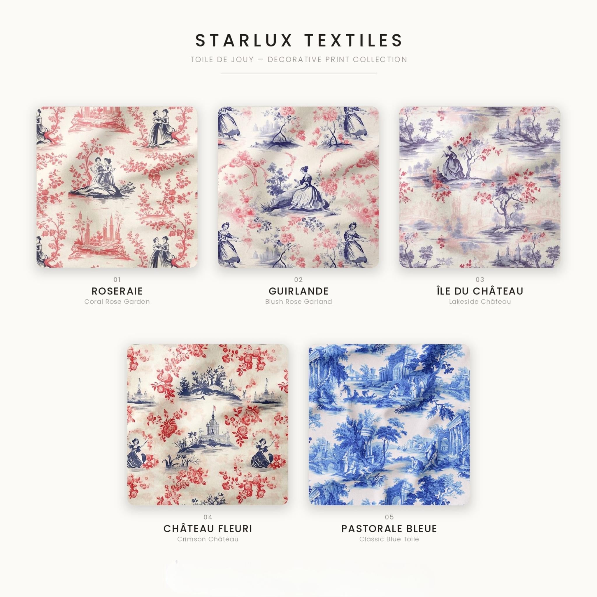 Toile de Jouy 5 pattern options