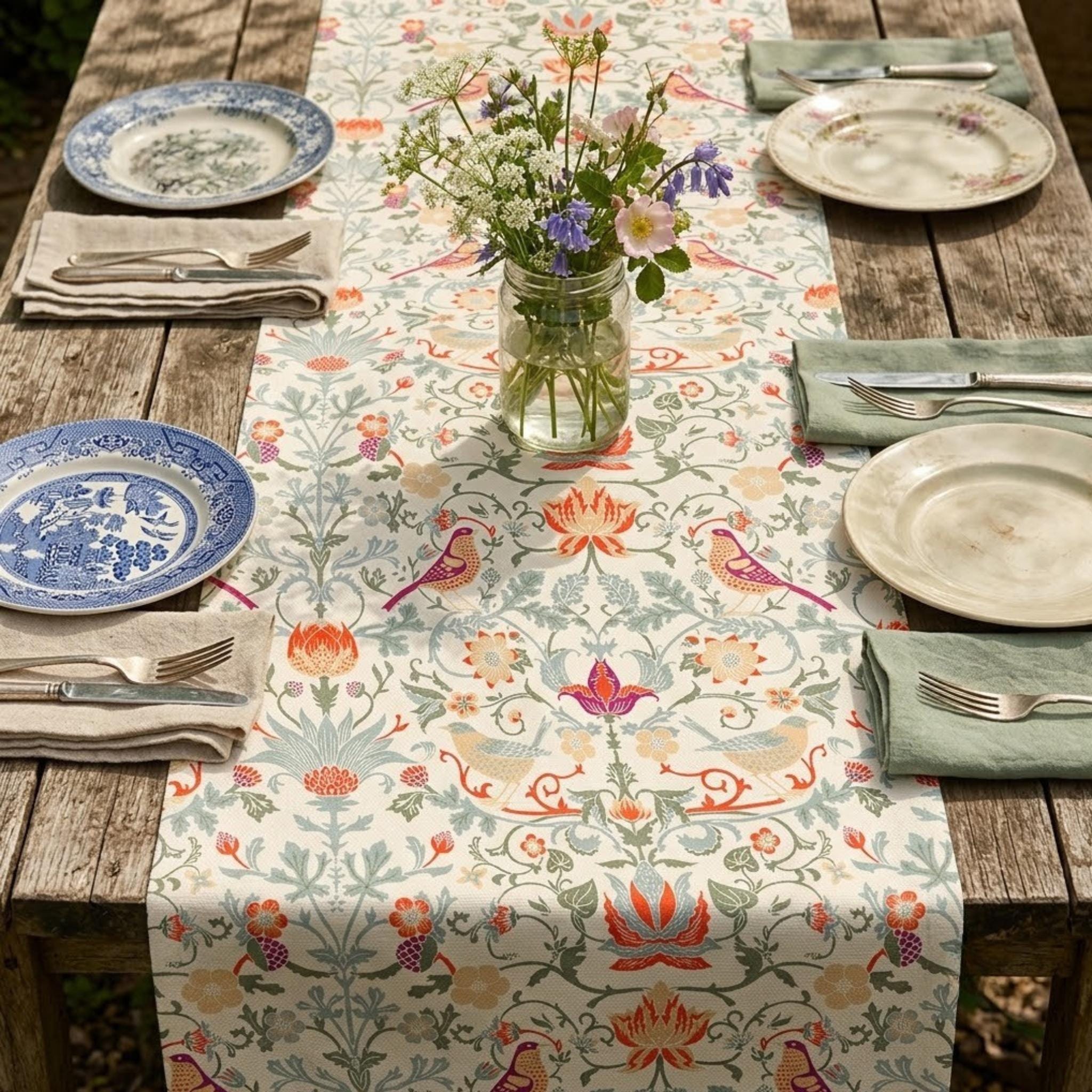 William Morris Strawberry Thief table runner