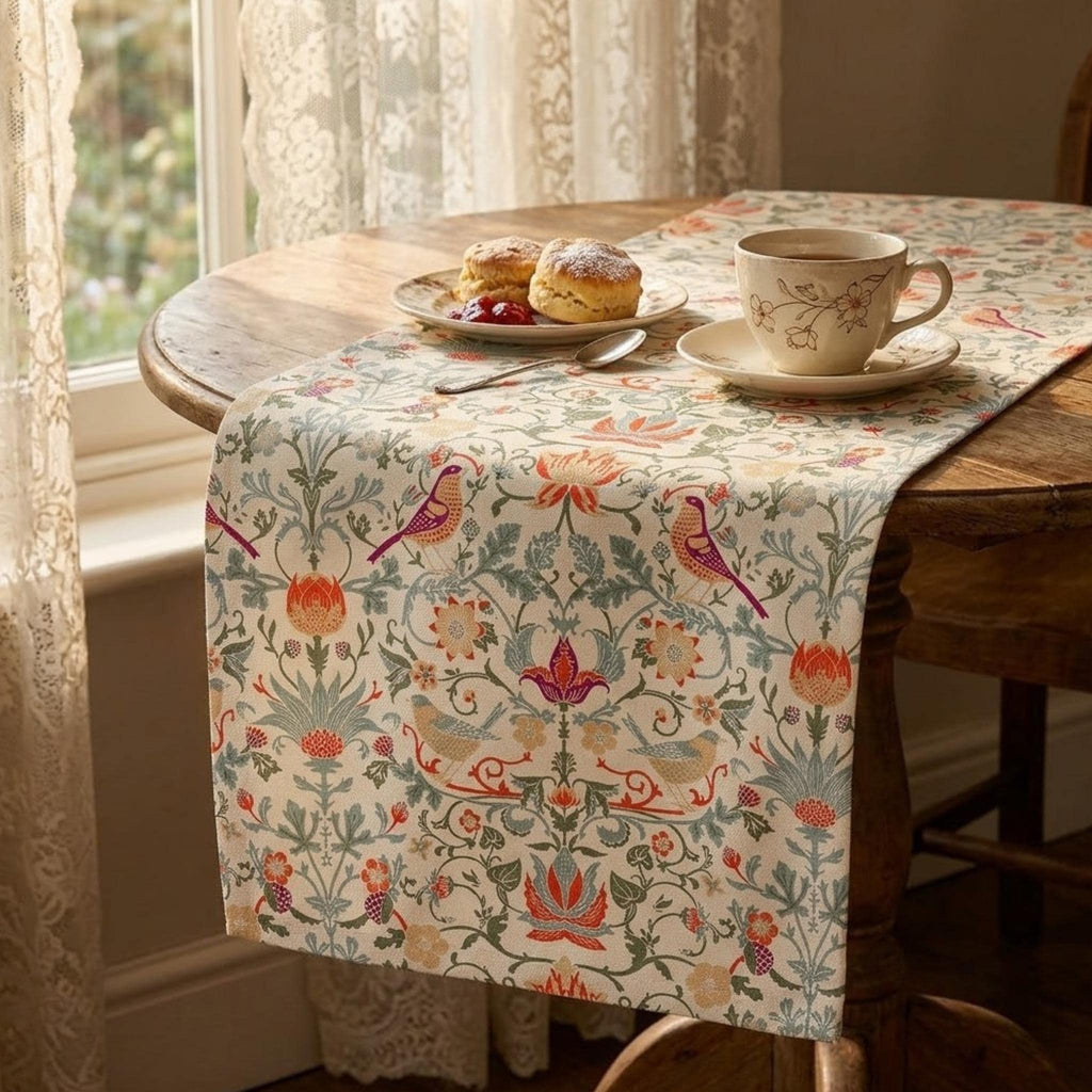 Table runner styled with tableware