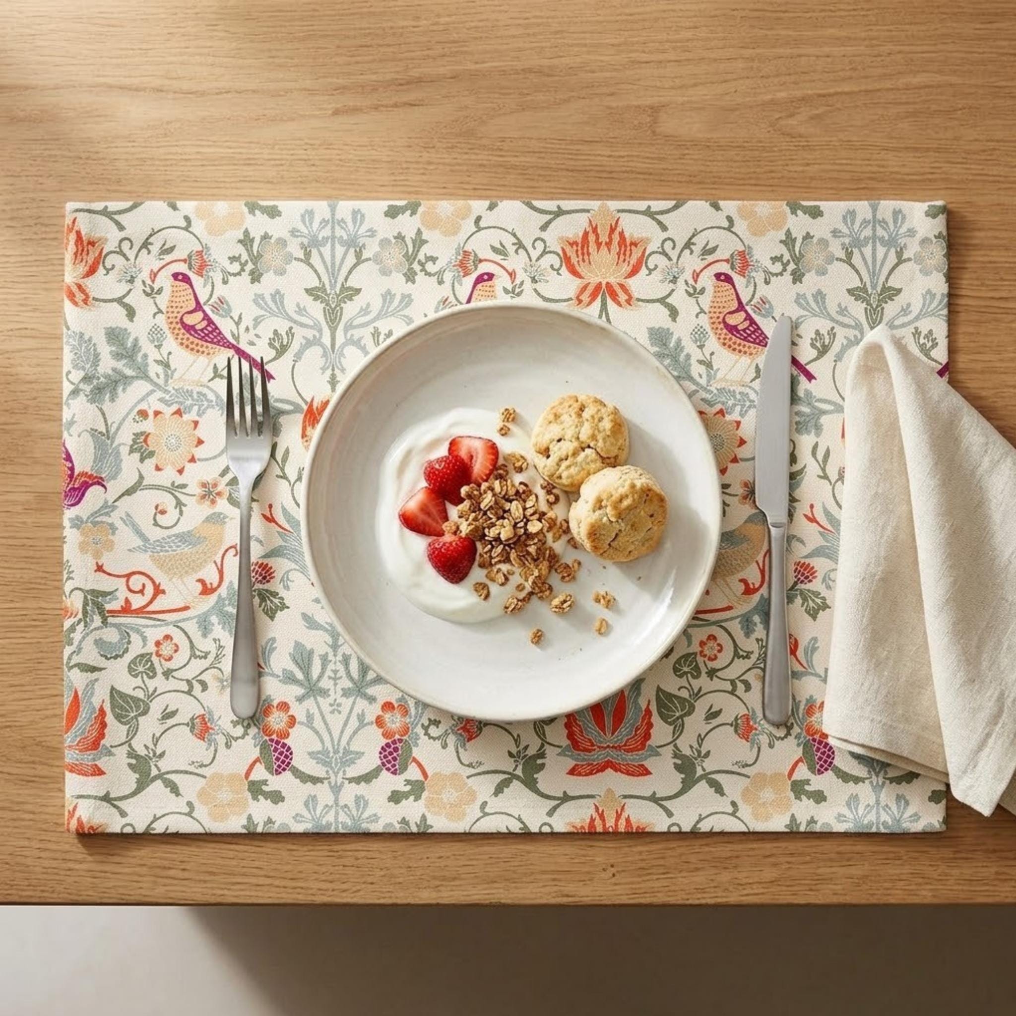 Strawberry Thief placemat set on dining table