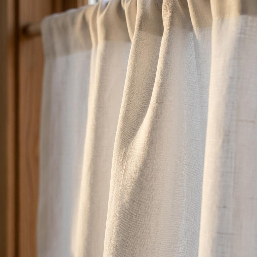 Linen cafe curtain detail