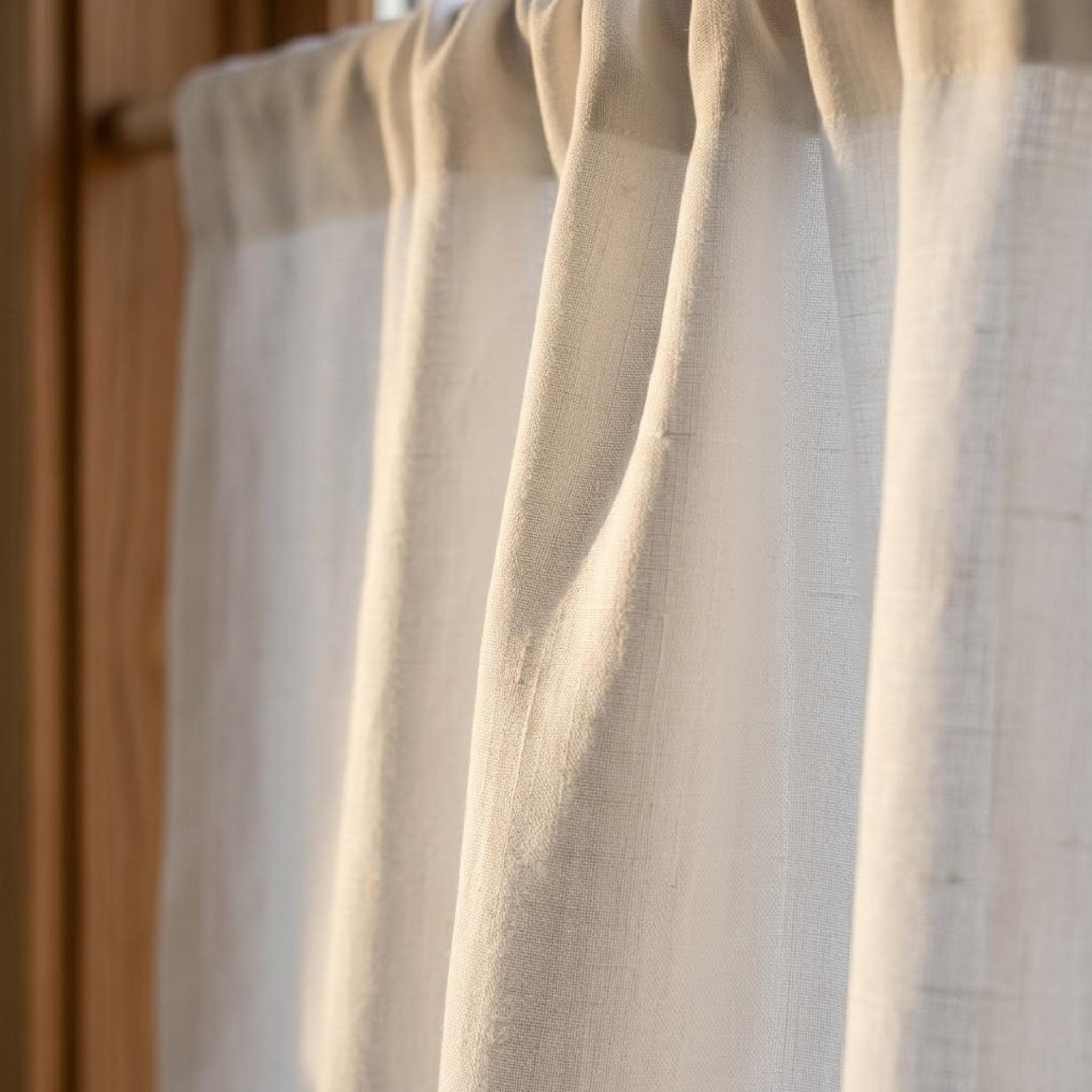 Linen cafe curtain detail