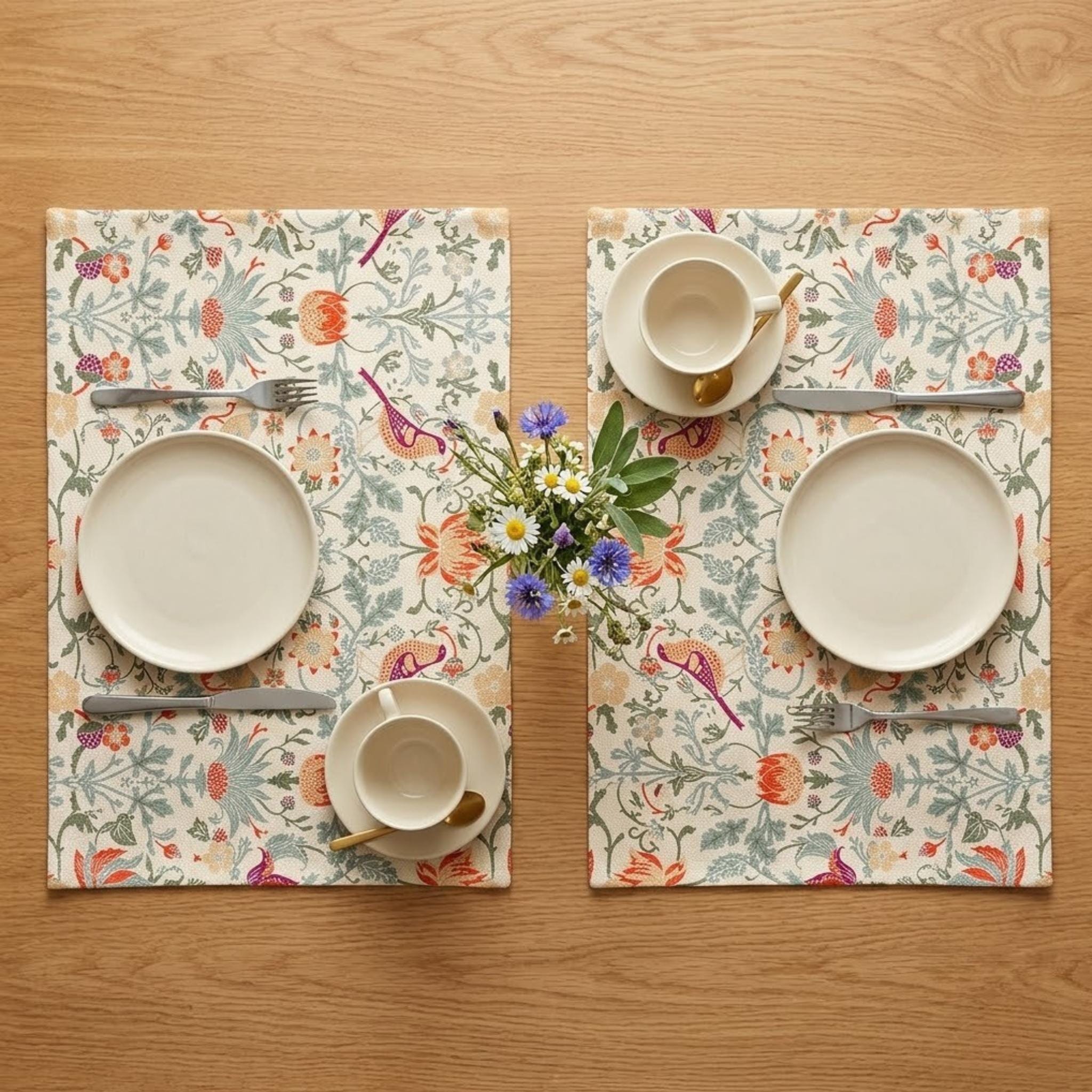 Placemat set styled with dinnerware