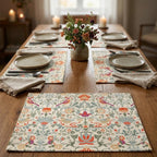 William Morris placemats on wooden table
