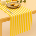 Striped cotton table runner breakfast setting