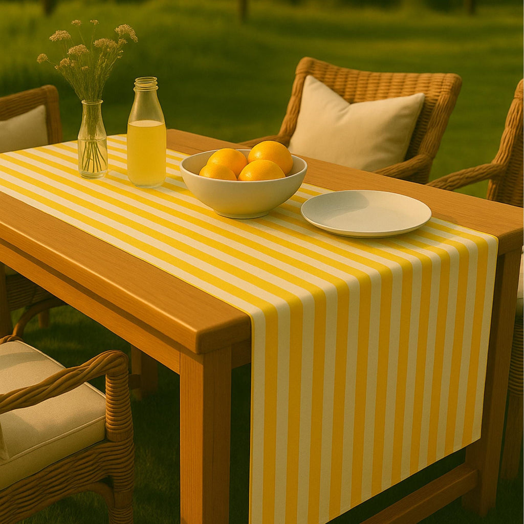 Striped cotton table runner garden table