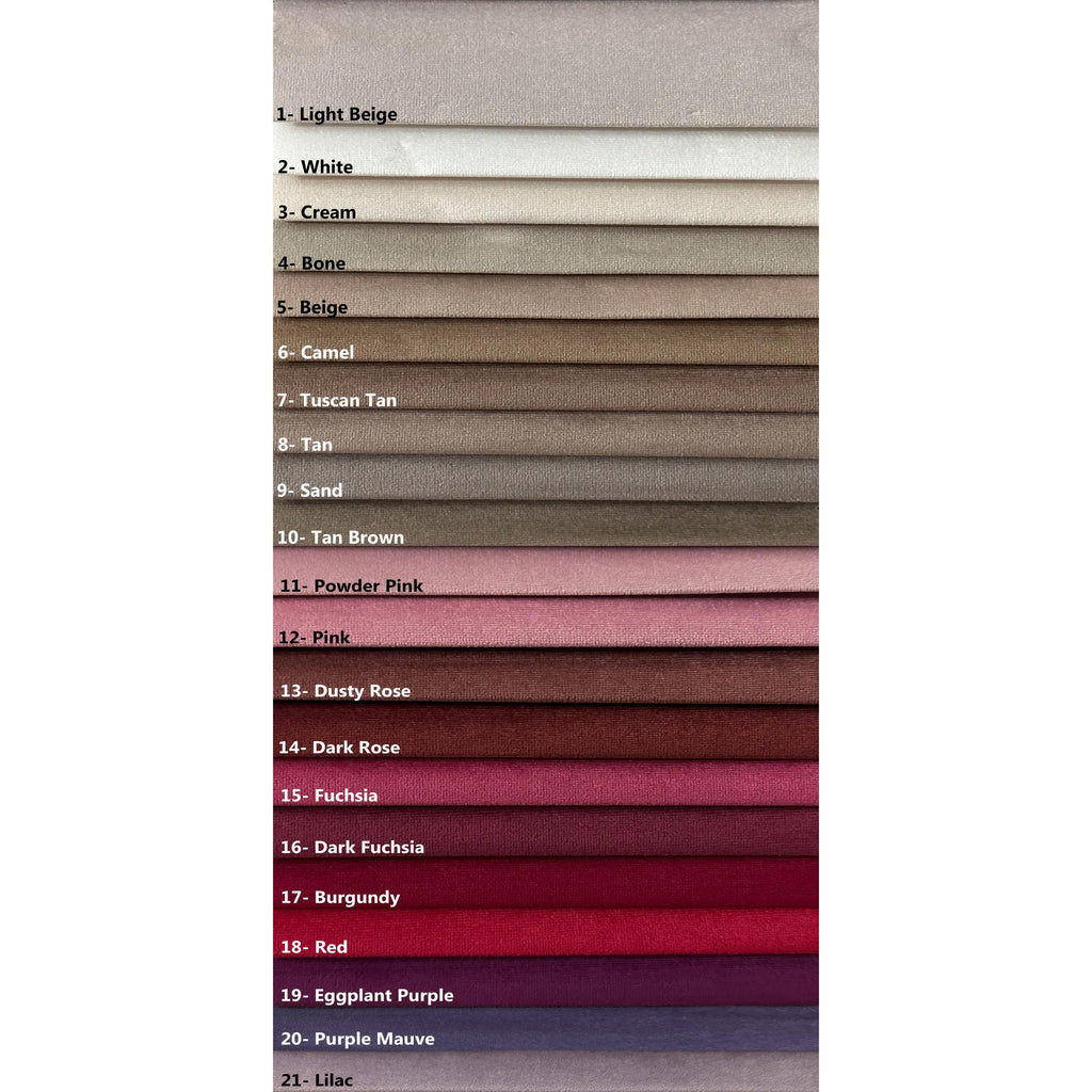 Velvet color chart — colors 1 to 21