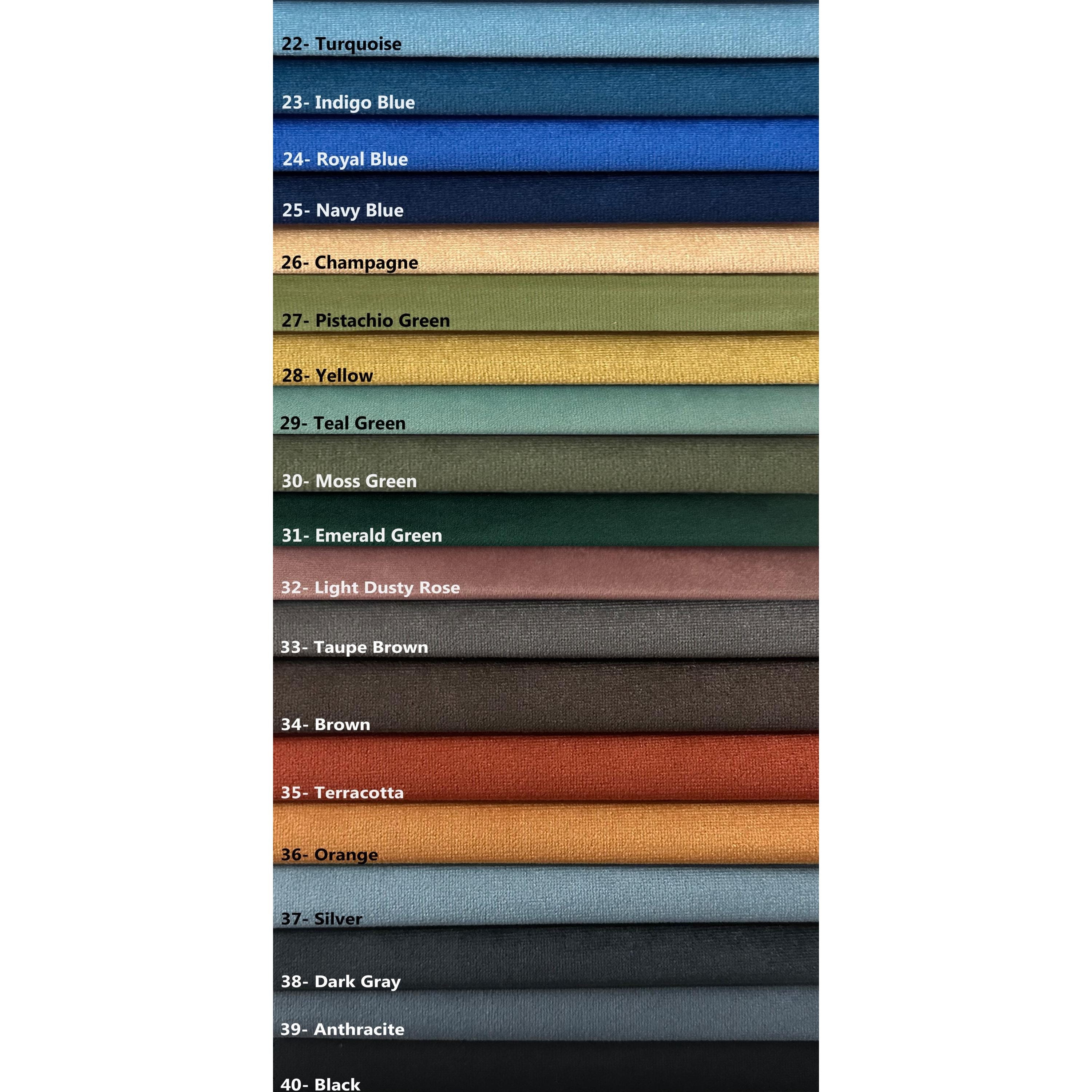 Velvet color chart — colors 22 to 40