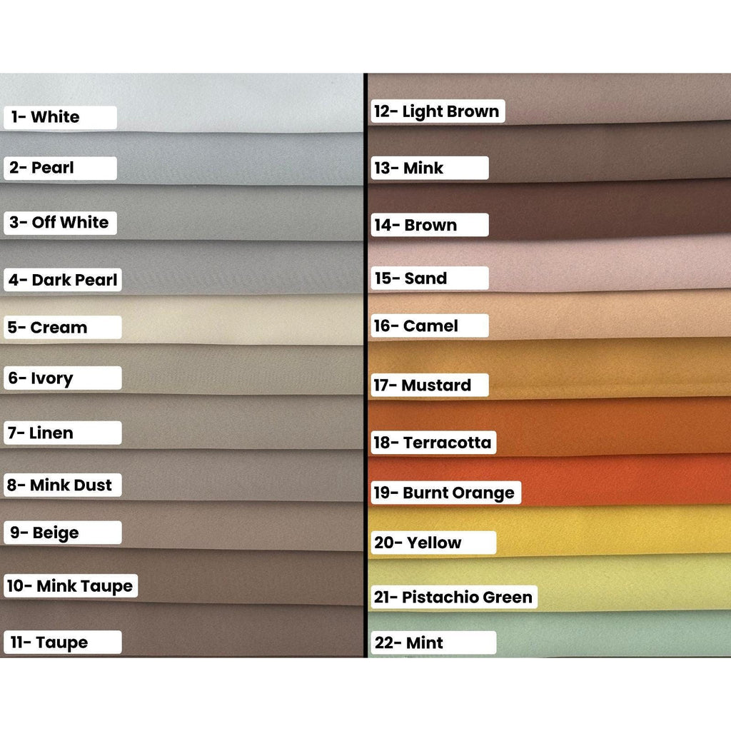 Velvet satin color chart — colors 1 to 22