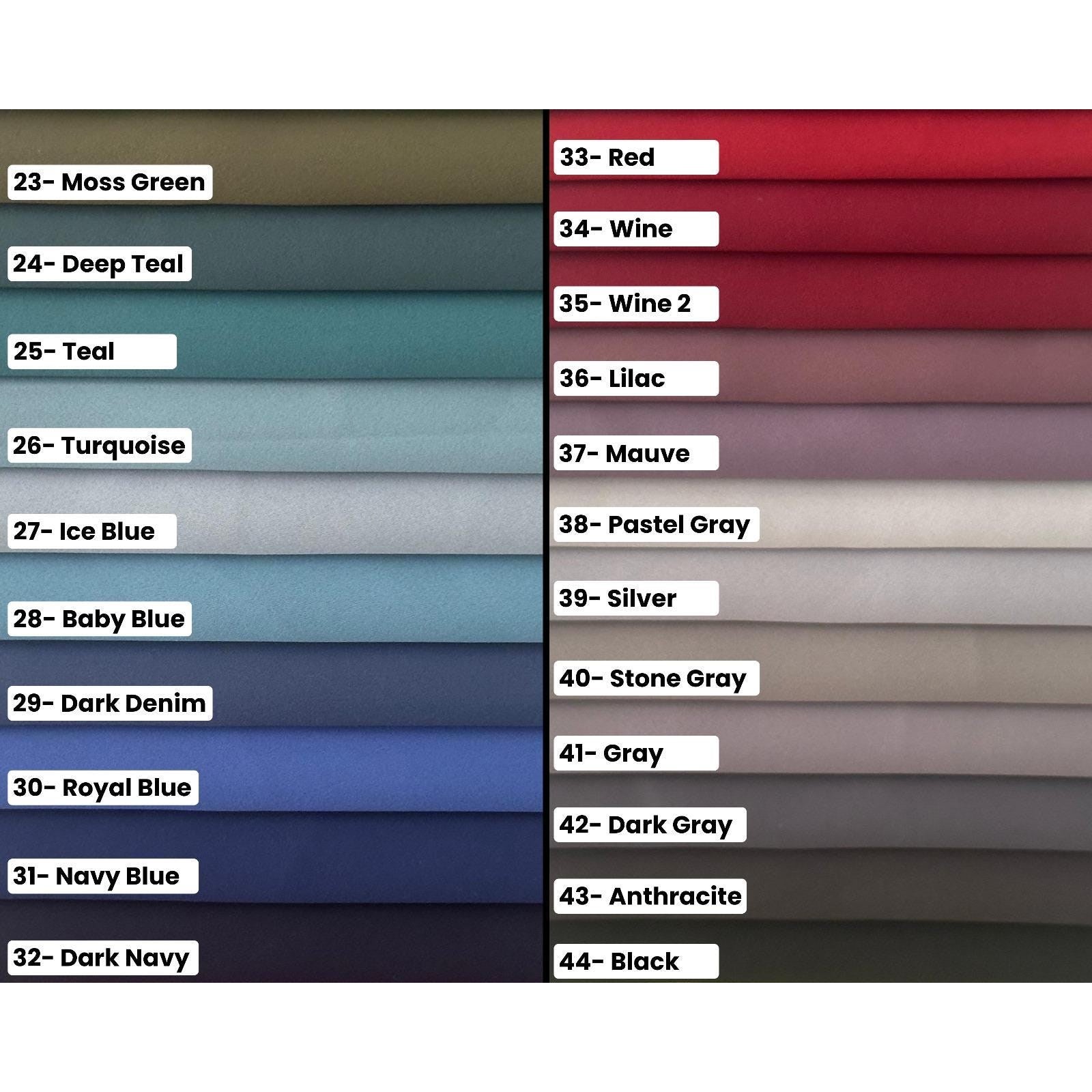 Velvet satin color chart — colors 23 to 44