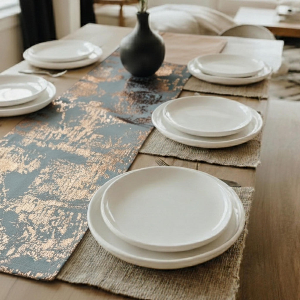 Velvet textured table runner modern dining room