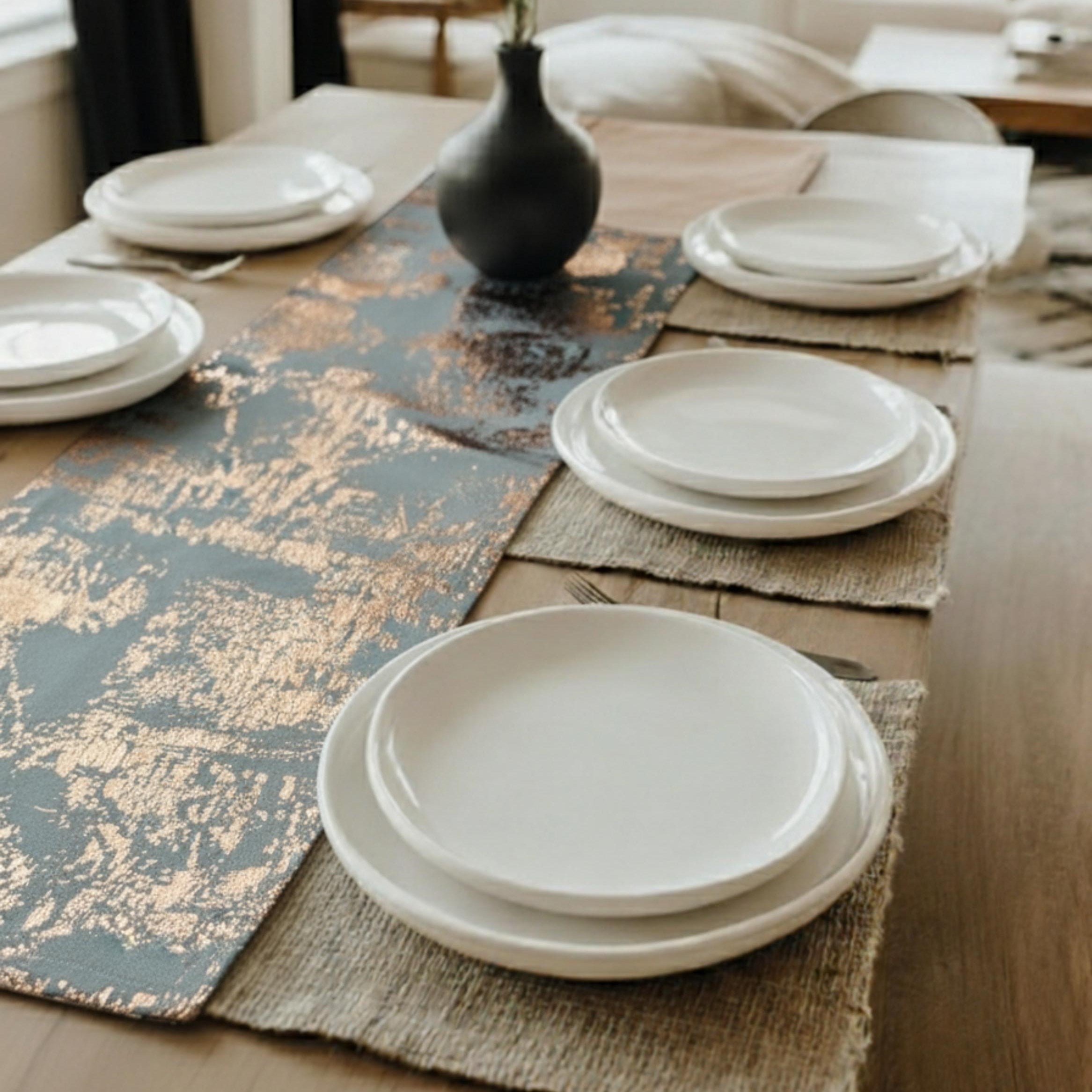 Velvet textured table runner modern dining room